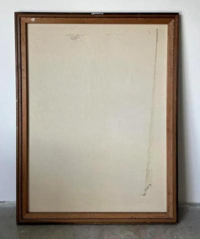 1980s Graphic Op Oil Painting Portrait of a Woman in Black By Davilla