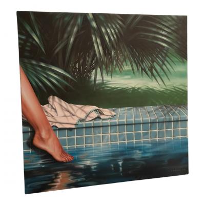 1980s Hyper realistic oil on canvas by Pierre Coulon