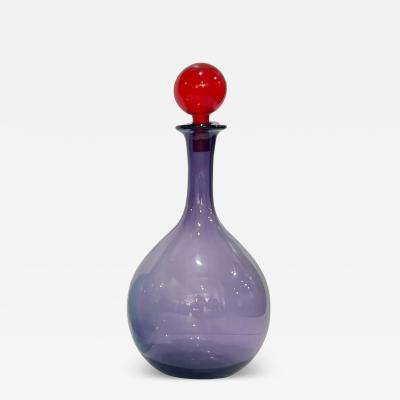 1980s Italian Bright Colorful Purple Ruby Red Murano Glass Tall Modern Bottle