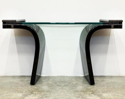 1980s Italian Postmodern Lacquered Wood and Glass Console