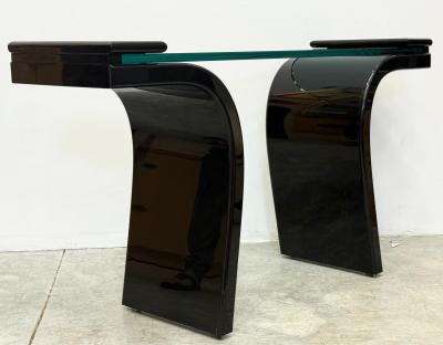 1980s Italian Postmodern Lacquered Wood and Glass Console