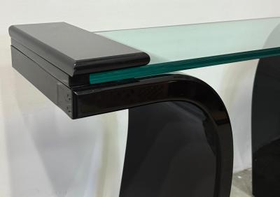 1980s Italian Postmodern Lacquered Wood and Glass Console
