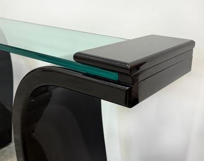 1980s Italian Postmodern Lacquered Wood and Glass Console