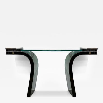 1980s Italian Postmodern Lacquered Wood and Glass Console