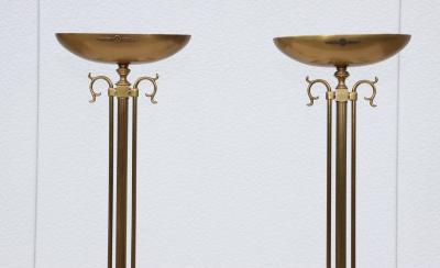 1980s Italian Torchiere Brass Floor Lamps