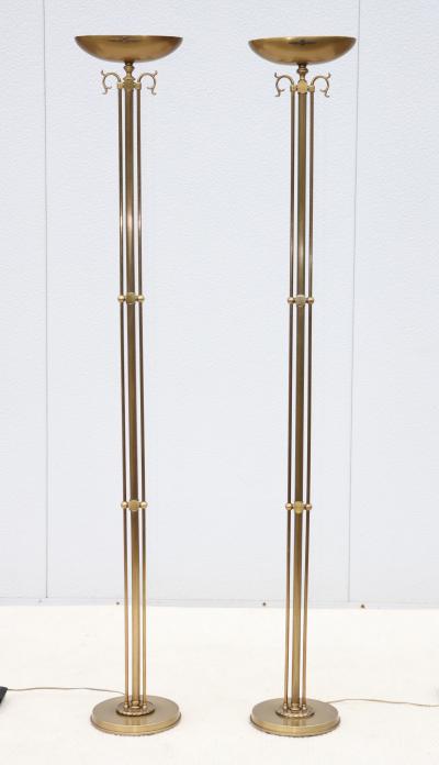 1980s Italian Torchiere Brass Floor Lamps