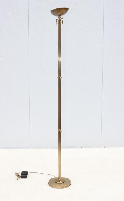 1980s Italian Torchiere Brass Floor Lamps