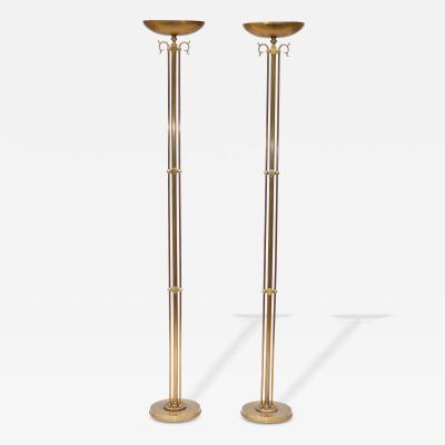 1980s Italian Torchiere Brass Floor Lamps