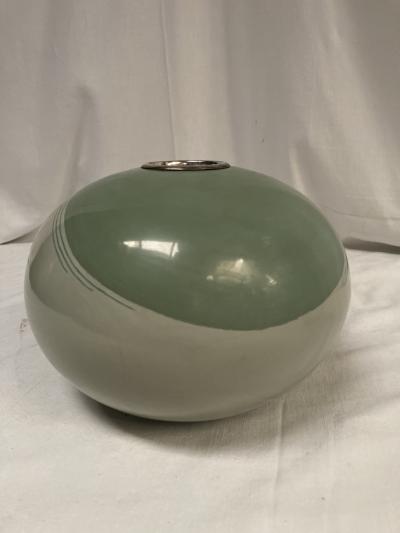 1980s Lacquered metal vase signed Jean Jacques Beaum 