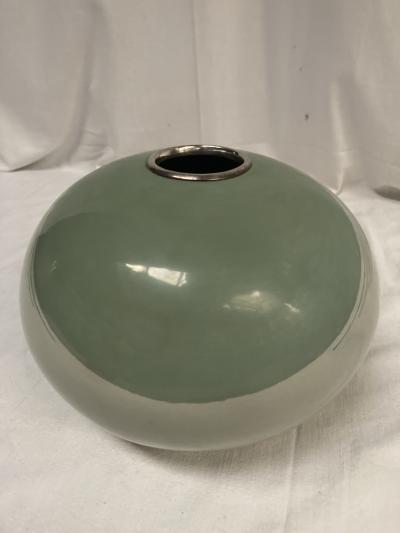 1980s Lacquered metal vase signed Jean Jacques Beaum 