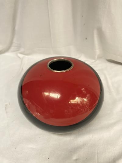 1980s Lacquered metal vase signed Jean Jacques Beaum 