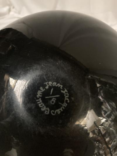 1980s Lacquered metal vase signed Jean Jacques Beaum 