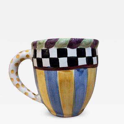 1980s Mackenzie Childs Piccadilly Coffee Mug Art Pottery