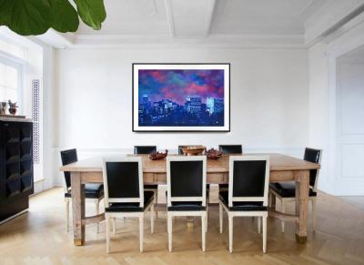 1980s Manhattan Skyline at Night with Pan Am Building and Chrysler Building