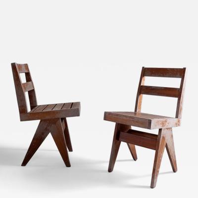 1980s Pierre Jenneret style teak chairs 10 available France
