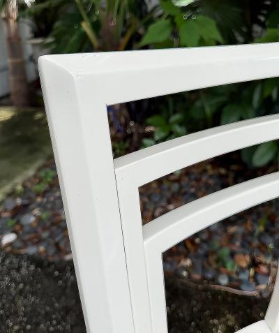 1980s Postmodern lacquered Dining Chairs Newly Reupholstered Set of 4 Off white