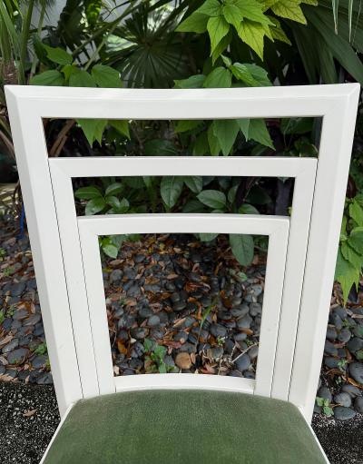 1980s Postmodern lacquered Dining Chairs Newly Reupholstered Set of 4 Off white