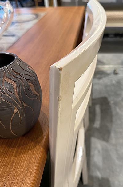 1980s Postmodern lacquered Dining Chairs Newly Reupholstered Set of 4 Off white