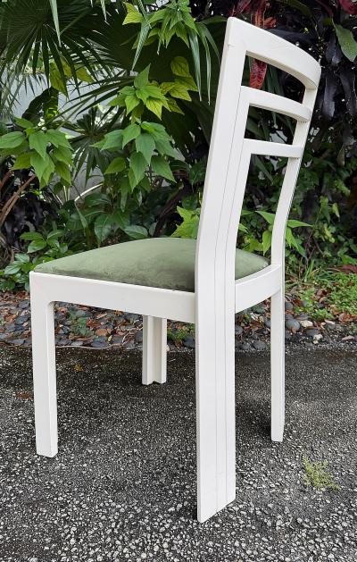1980s Postmodern lacquered Dining Chairs Newly Reupholstered Set of 4 Off white