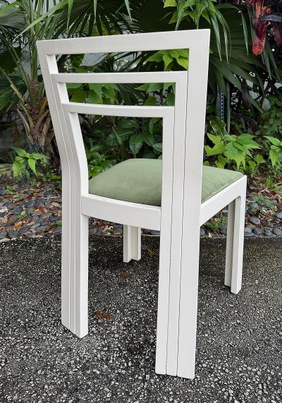 1980s Postmodern lacquered Dining Chairs Newly Reupholstered Set of 4 Off white