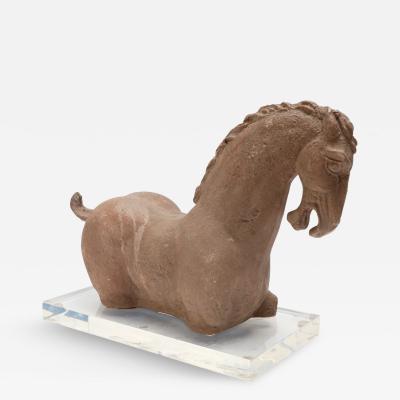 1980s Stone Horse Sculpture on an Acrylic Base