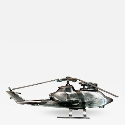 1980s Table Lighter Chrome Plated Huey Cobra Helicopter Japan