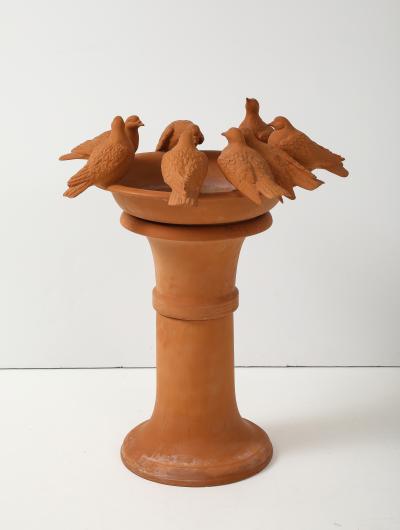 1980s Terracotta Decorative Bird Fountain