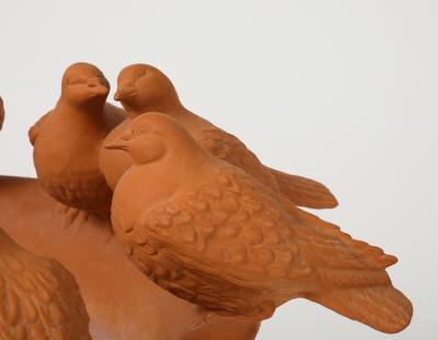 1980s Terracotta Decorative Bird Fountain