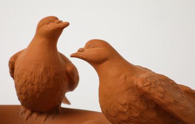 1980s Terracotta Decorative Bird Fountain