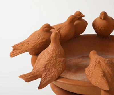 1980s Terracotta Decorative Bird Fountain