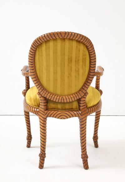 1980s Twisted Rope Wood Dining Chairs From Spain In Italian Velvet Set Of 10