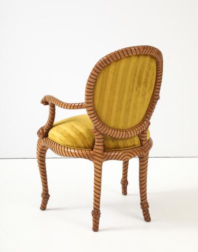 1980s Twisted Rope Wood Dining Chairs From Spain In Italian Velvet Set Of 10