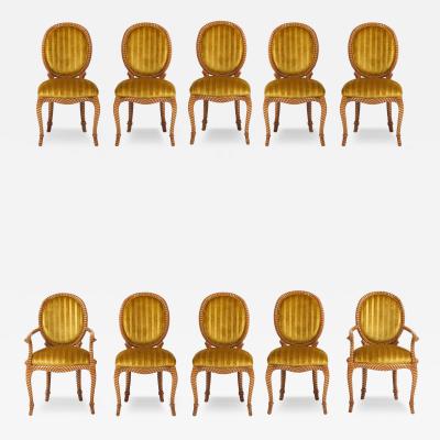 1980s Twisted Rope Wood Dining Chairs From Spain In Italian Velvet Set Of 10