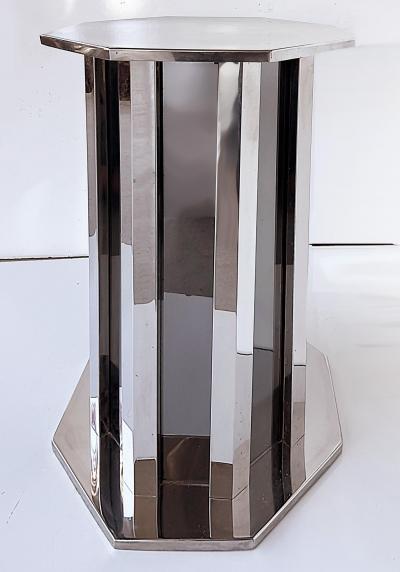 1980s Vintage Italian Chrome and Smoked Glass Pedestal or Table Base