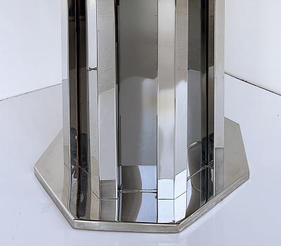 1980s Vintage Italian Chrome and Smoked Glass Pedestal or Table Base