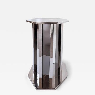 1980s Vintage Italian Chrome and Smoked Glass Pedestal or Table Base