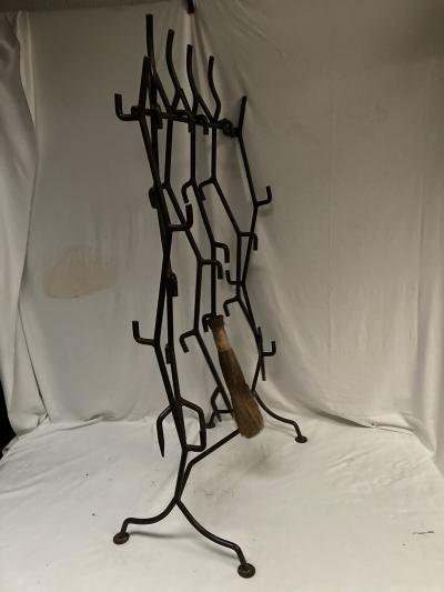 1980s brutalist set of fire place tools