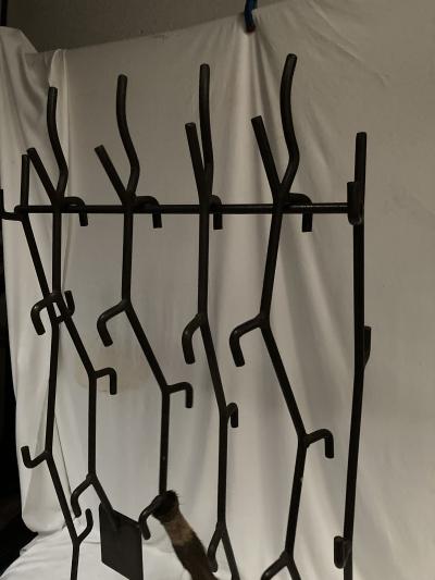 1980s brutalist set of fire place tools