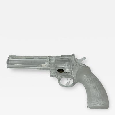 1980s crystal 357 Magnum gun signed by Cristalerie de champagne