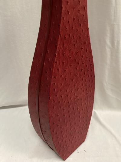 1980s decorative vase covered with ostrich leather