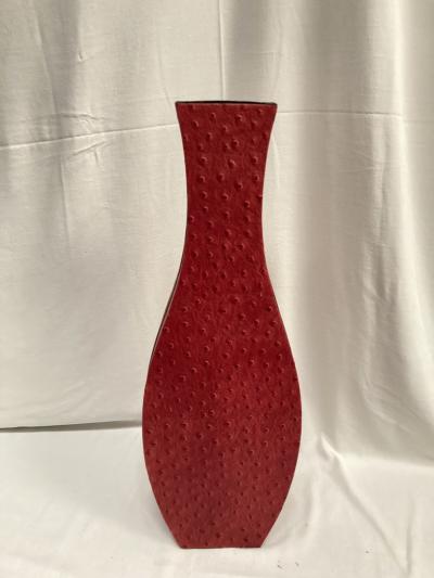 1980s decorative vase covered with ostrich leather