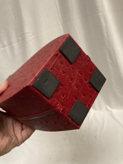 1980s decorative vase covered with ostrich leather