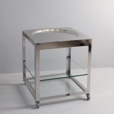 1980s three tier chrom trolley with two galls shelves Italy