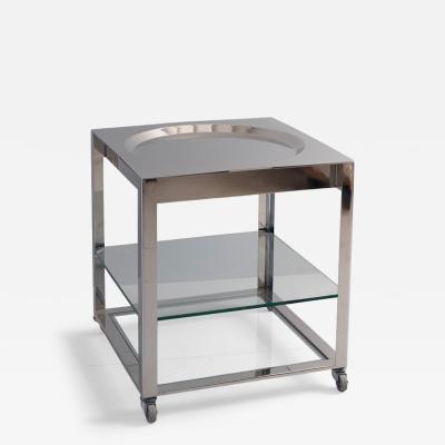 1980s three tier chrom trolley with two galls shelves Italy