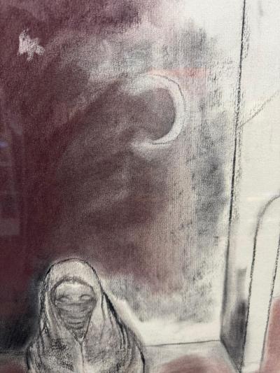 1987 Toby Topek Original 42 x 30 Charcoal Drawing