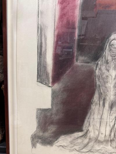 1987 Toby Topek Original 42 x 30 Charcoal Drawing