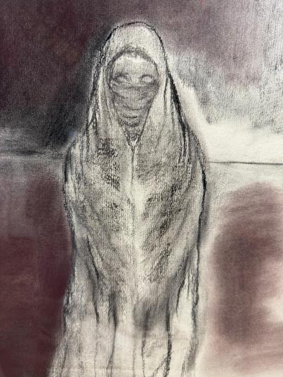 1987 Toby Topek Original 42 x 30 Charcoal Drawing