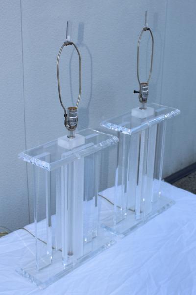 198s Mid Century Modern Large Lucite Table Lamps