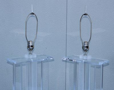 198s Mid Century Modern Large Lucite Table Lamps