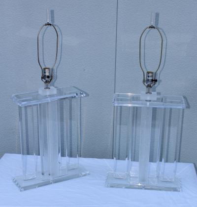 198s Mid Century Modern Large Lucite Table Lamps